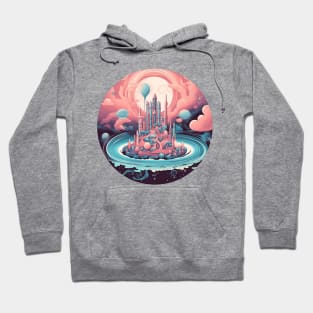 Surreal Dreamscape: Pink Castle Hoodie